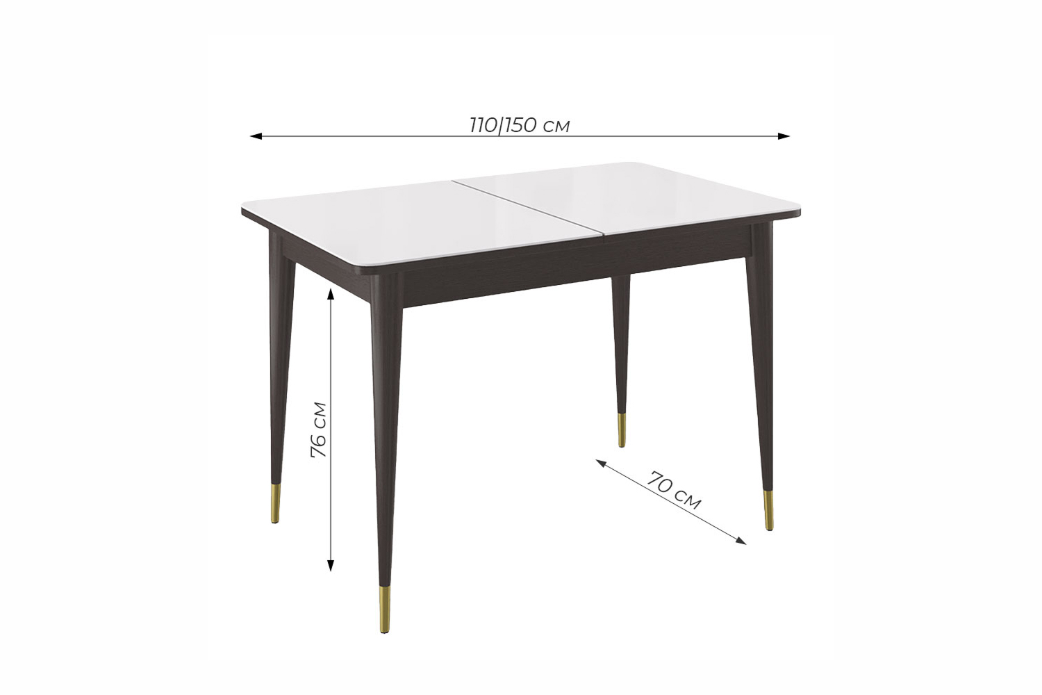 Обеденные столы - изображение №4 "Стол обеденный Мане К1100 опоры венге(зол)/столешница белый глянец"  на www.Angstrem-mebel.ru